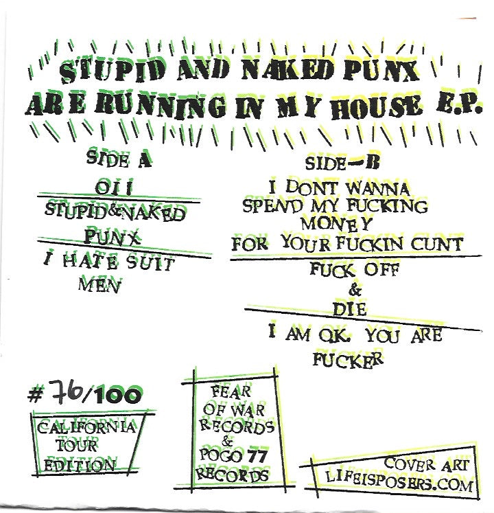 Tom And Boot Boys – Stupid And Naked Punks Are Running In My House 7" FOW#13