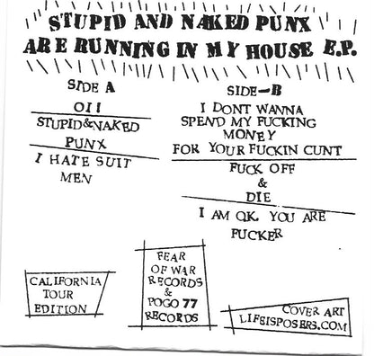 Tom And Boot Boys – Stupid And Naked Punks Are Running In My House 7" FOW#13